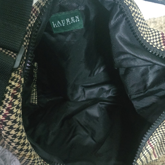 Ralph Lauren Nylon Colorful Houndstooth Shoulder Hobo Bag (EUC)🩶🤎🖤 - Picture 9 of 11